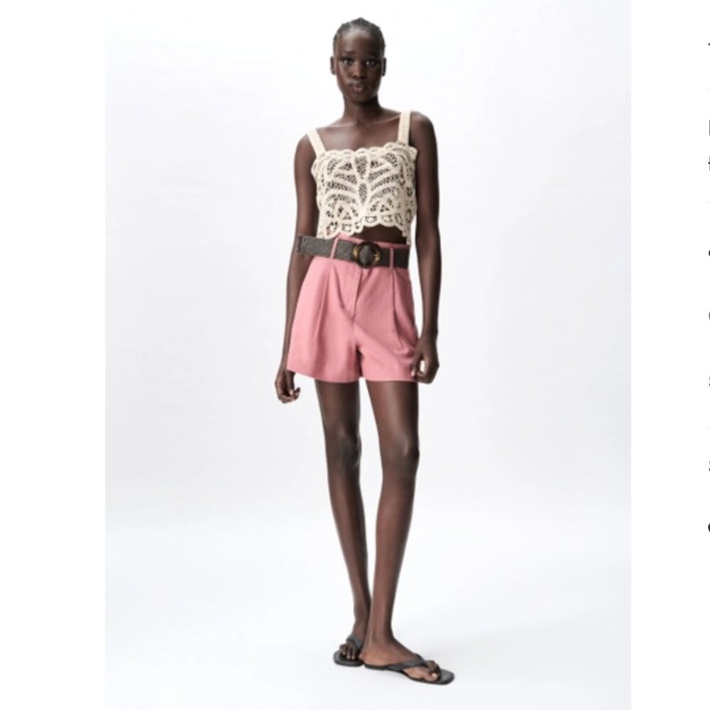 Zara Linen Shorts with Raffia Belt